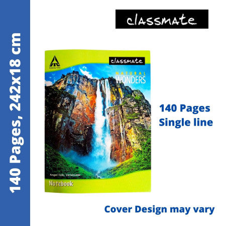 Classmate Notebook - Single Line, 140 Pages, 24x18 cm (2000969) - MRP - Rs. 40