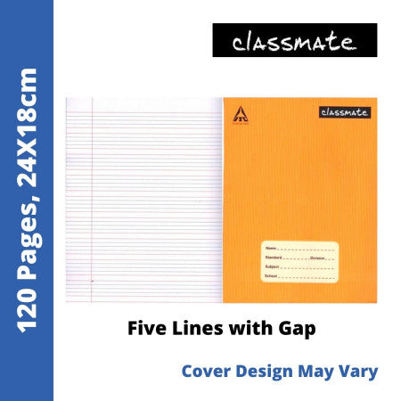 Classmate Notebook - Five Lines with Gap, 120 Pages, 24x18 cm (2501674)
