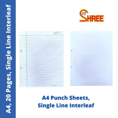 Shree Ajaya Punch Sheet A4 - Single Line Interleaf, Pack of 20 Sheets