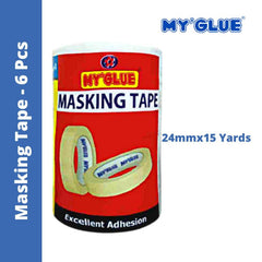 MyGlue Masking Tape - 24mmx15 Yards, (1 inch) 6 Pcs