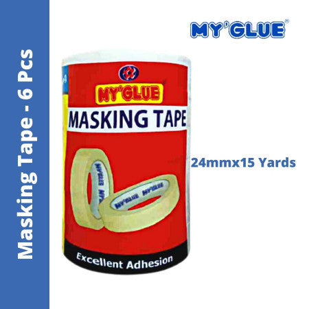 MyGlue Masking Tape - 24mmx15 Yards, (1 inch) 6 Pcs