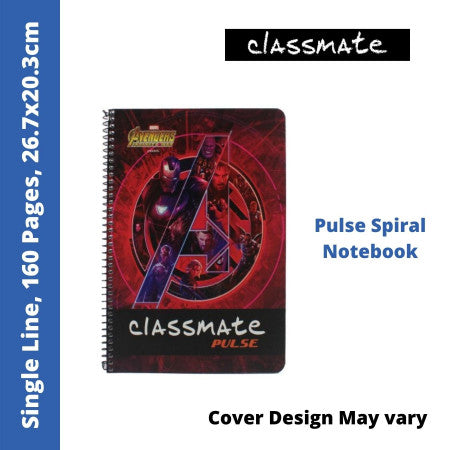 Classmate Pulse 1 Subject - Spiral, Single Line, 160 Pages, 26.7x20.3 cm (02100119)