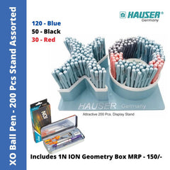 Hauser XO Ball Pen Assorted - 200 Pcs. Stand, Promo Pack (Refer Description)