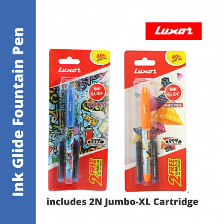 Luxor 1770 Ink Glide Fountain Pen (1773 + 1775) - includes 2N Jumbo-XL Cartridges
