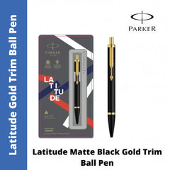 Parker Latitude Matte Black Gold Trim Ball Pen (MRP -310)