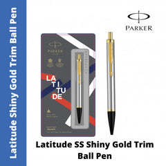 Parker Latitude Shiny Stainless Steel GoldTrim Ball Pen (MRP - Rs. 310)