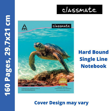 Classmate Hard Bound A4 Register - Single Line, 160 Pages, 29.7x21 cm (2000211) - New
