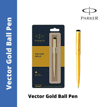 Parker Vector Stainless Steel Gold Ball Pen (MRP - Rs. 850)