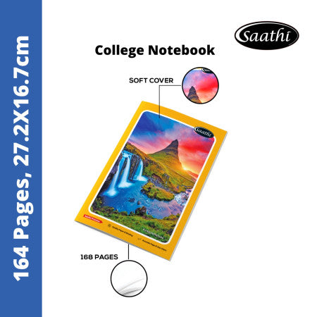 Saathi College Notebook - Single Line, 160 Pages, 27.2x16.7cm