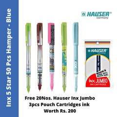 Hauser Inx 5 Star Fountain Pen 50 Pcs Hamper - Blue (Refer Description)