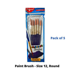 Maped Paint Brush - Size 12, Round - Pack of 5 (867614)
