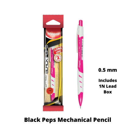 Maped Black Peps Mechanical Pencil - 0.5mm with 1 Lead Box (564091)