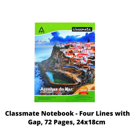 Classmate Notebook - Four Lines with Gap, 72 Pages, 24x18cm