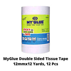 MyGlue Double Sided Tissue Tape - 12mmx12 Yards, (1/2 inch) 12 Pcs