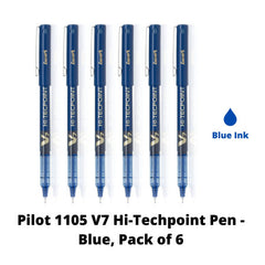 Pilot 1105 V7 Hi-Techpoint Pen - Blue, Pack of 6