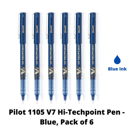Pilot 1105 V7 Hi-Techpoint Pen - Blue, Pack of 6