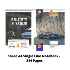 Shree A4 Single Line Notebook - 244 Pages