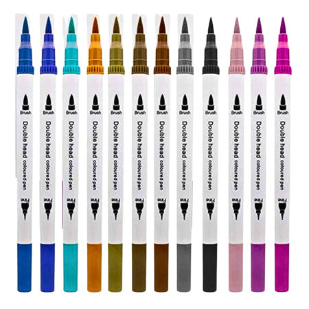 Myly-001-12 Double Head Coloured Pen - 12 Shades