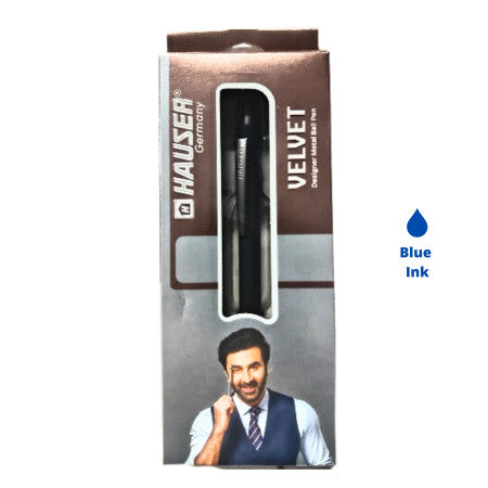 Hauser Velvet Designer Metal Ball Pen - Blue