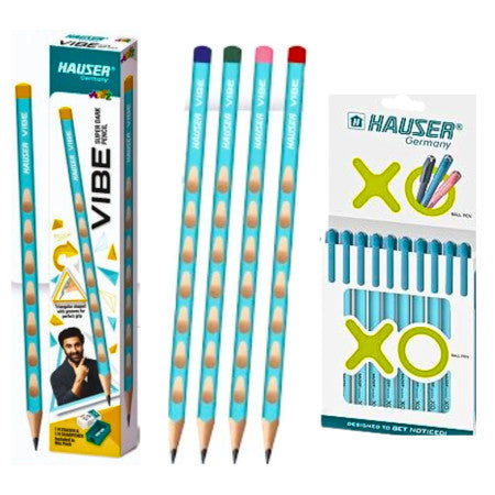 Hauser Artz Vibe Super Dark Pencil - Pack of 10 Pencil With XO Ball Pen 1 Pcs Blue