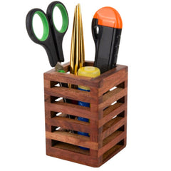 Kebica Wooden Multi Purpose Pen Holder (3.8''x2.6''x2.6'')