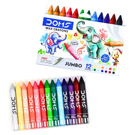 Doms Jumbo Wax Crayons - 12 Shades