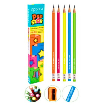 Apsara Pop Star Rubber Tipped Extra Dark Pencil - Pack of 10 Pencil