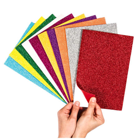 Oddy Glitter Foam Sheet A4 - Self Adhesive - Pack of 10 Mix Colours
