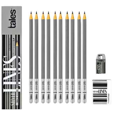 Tales Silver Lines Ultra Dark Pencil - Pack of 10 Pencils