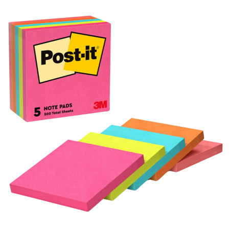 3M Post it Sticky Notes 76x76mm - Multicolour, 100 Sheets (3