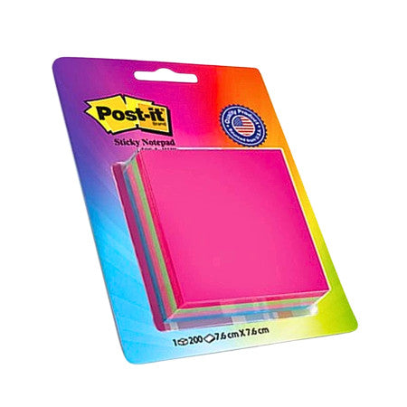 3M Post it Sticky Notes 76x76mm - Multicolour, 200 Sheets (3