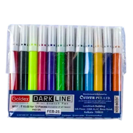 Goldex Dark Line Mini Sketch Pens - 12 Shades