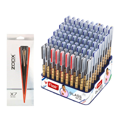 Flair Glass Ball Pen - Assorted, 100 Pcs Stand