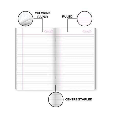Saathi A4 Register - Single Line, 108 Pages, 29.7x21cm (02331023)