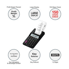 Casio HR-8RC - BK Reprint & Check Calculator