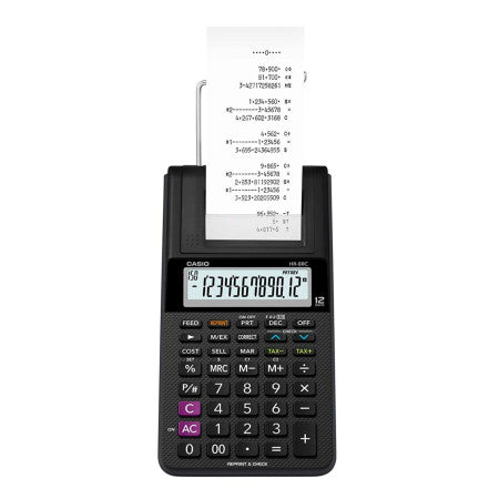 Casio HR-8RC - BK Reprint & Check Calculator