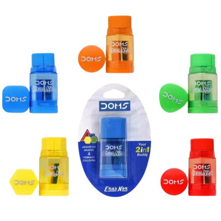 Doms Neon Erasner 2 in 1 (Eraser + Sharpener) - New