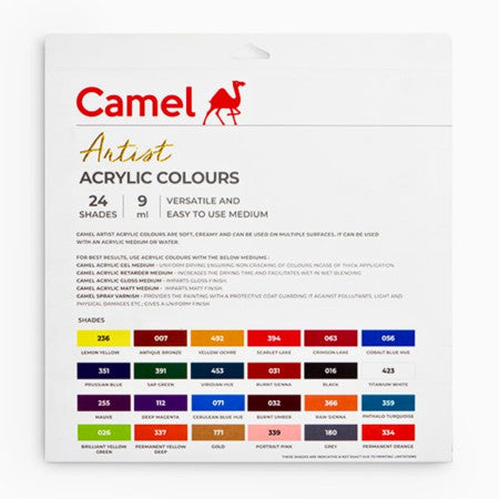 Camel Artist Acrylic Colours 9ml - 14 Shades