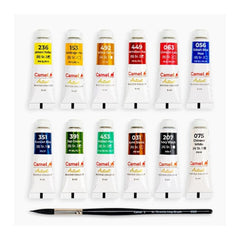 Camel Artist Water Colours Tubes 9ml - 12 Shades, Free 1 Camel A5 Sketch Book