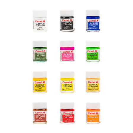 Camel Acrylic Colours 10ml - 12 Shades