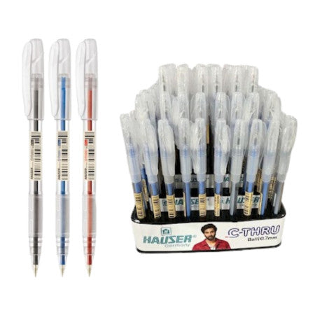 Hauser C Thru Ball Pen Assorted - 100 Pcs