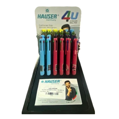 Hauser 4u 4 Colour Ball Pen - 24 Pcs Stand