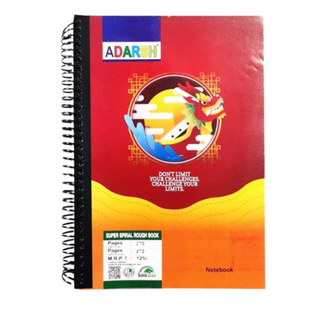 Adarsh A4 Super Rough Spiral Notebook - Single Line, 396 Pages