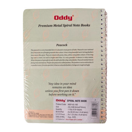 Oddy Spiral Notebook with Sticky Notes- 160 Pages (MSP-A5-160)
