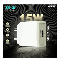 ERD Mobile Charger+Micro USB Chargin Cable (White) TC-31