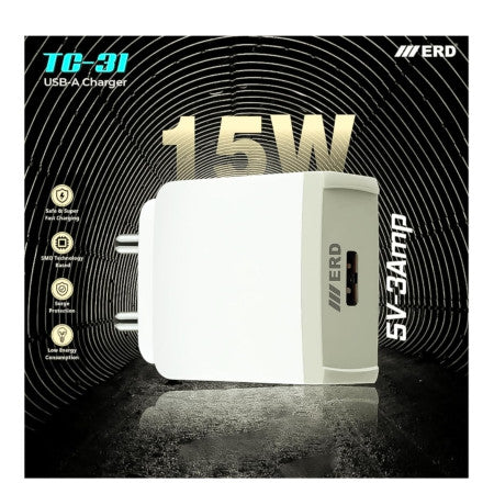 ERD Mobile Charger+Micro USB Chargin Cable (White) TC-31