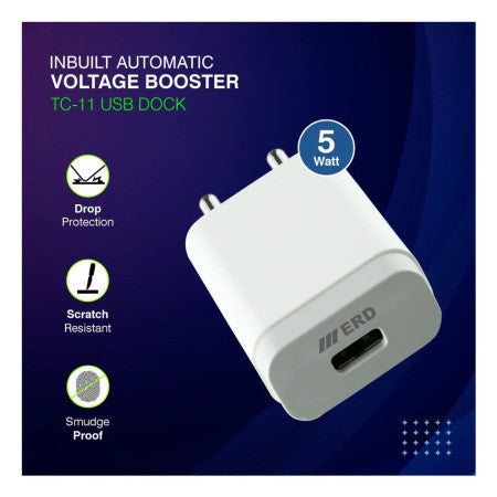 ERD USB-A Mobile Charger Adapter - 5 W (White) TC-11