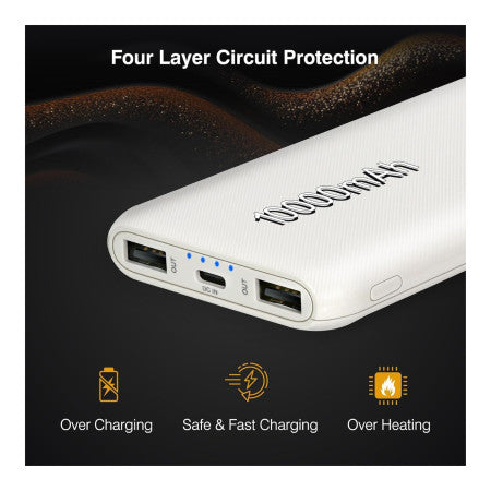 ERD Mobile Power Bank (White) USB A+C Charging Port 10000mAh - PB10KE