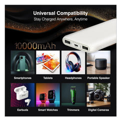 ERD Mobile Power Bank (White) USB A+C Charging Port 10000mAh - PB10KE