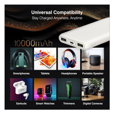 ERD Mobile Power Bank (White) USB A+C Charging Port 10000mAh - PB10KE